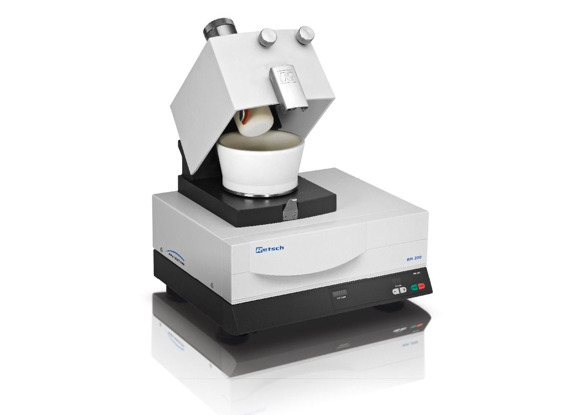 RM 200 - Broyeur à mortier alimentaire Retsch GmbH - Finesse finale < 10 µm - Mélange et homogénéisation de poudres, suspensions et pâtes_0