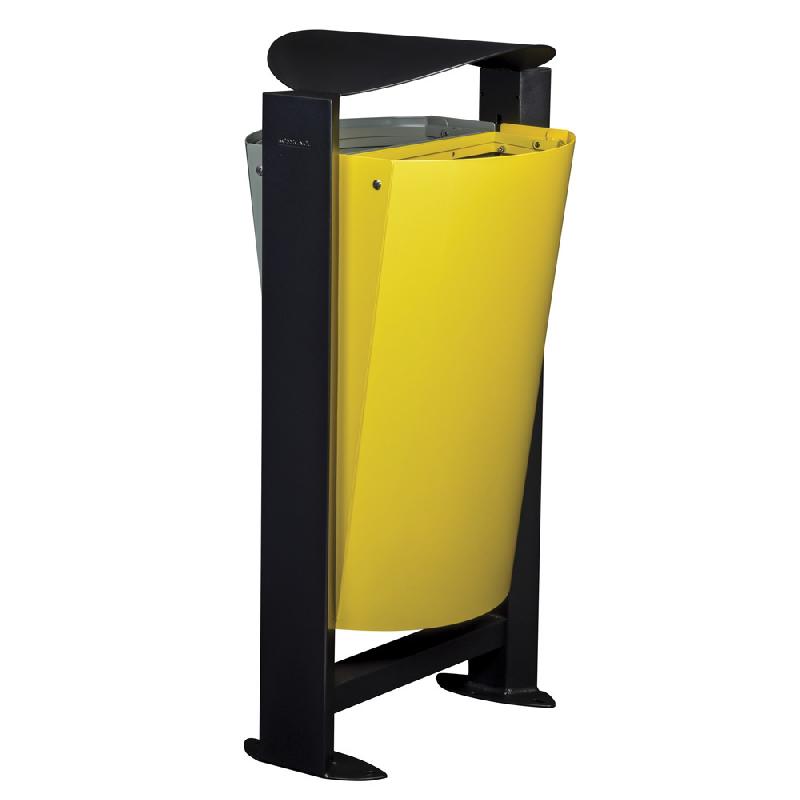 ROSSIGNOL Corbeille 2 x 60 L arkea metal sans cendrier - tri divers/plastique et metal - gris ciment  / jaune colza_0