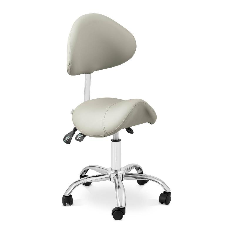 Siège-selle de cheval avec dossier et siège réglables en hauteur - Gris argent - Charge max. 150 kg - Réglage 89-103 cm_0