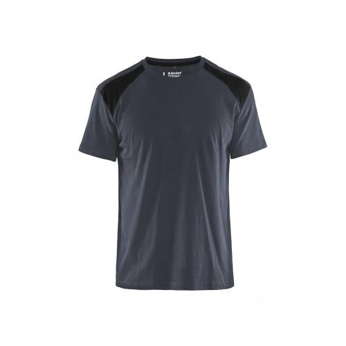 T-SHIRT DE TRAVAIL BICOLORE 100% COTON 3379 - GRIS FONCÉ ET NOIR - L BLAKLADER