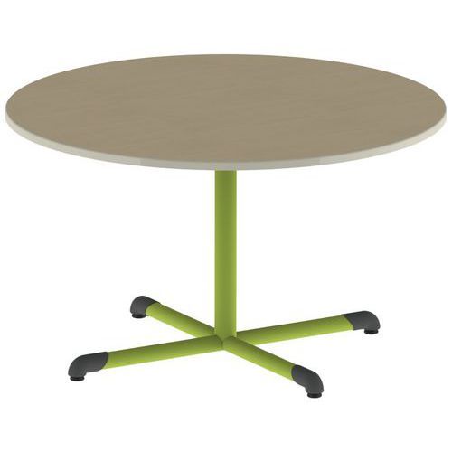 TABLE BANDANA ROND Ø120 T5 PC STR POLY. HM. BEIGE/VERT AC - MOBIDECOR