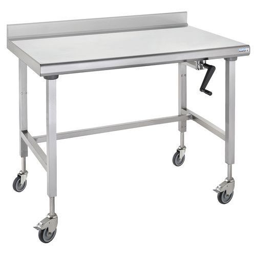 TABLE SUR ROUES À DOSSERET À HAUTEUR RÉGLABLE ERGONOMIX 700X1000 MM - TOURNUS EQUIPEMENT