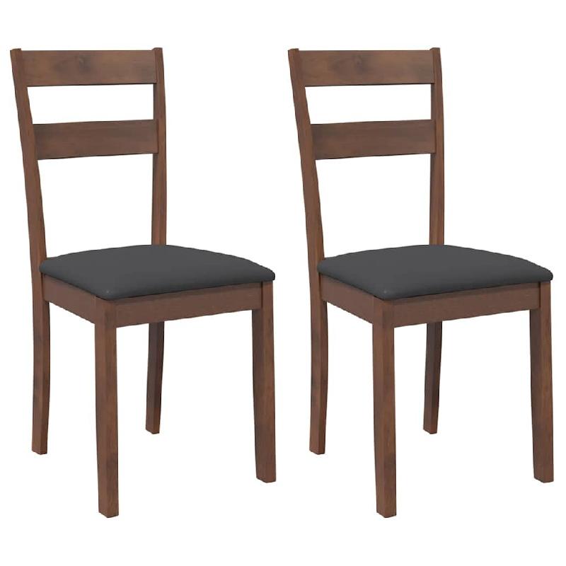 VidaXL Chaises à manger coussins 2 pcs marron bois massif caoutchouc Modèle Atlas Nova - 4102381_0