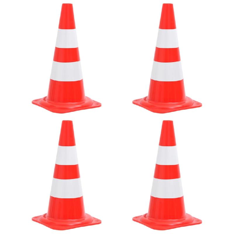 Vidaxl cônes de signalisation réfléchissants 4 pcs rouge et blanc 50cm 150945_0
