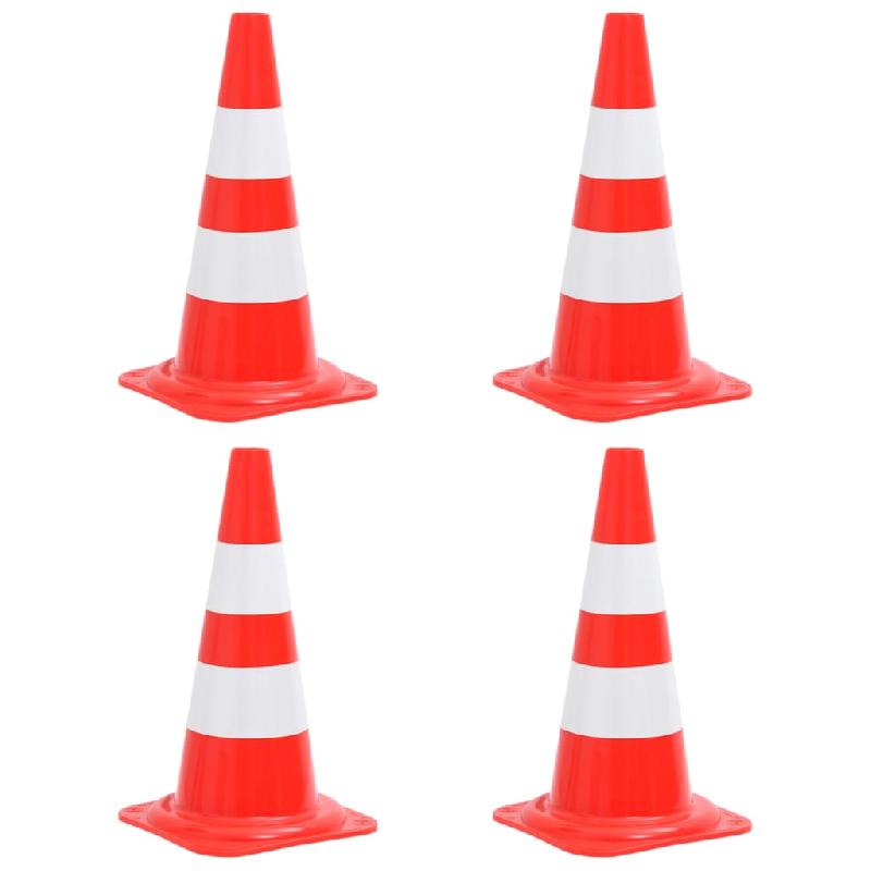 Vidaxl cônes de signalisation réfléchissants 4 pcs rouge et blanc 50cm 150945_0