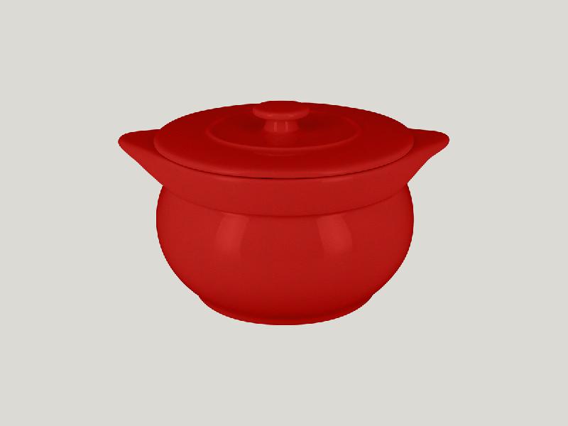 SOUPIÈRE AVEC COUVERCLE ROND ROUGE PORCELAINE Ø 15 CM CHEFS FUSION RAK