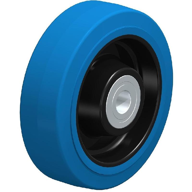 Roue de 160 mm avec caoutchouc élastique bleu sur centre en nylon_0