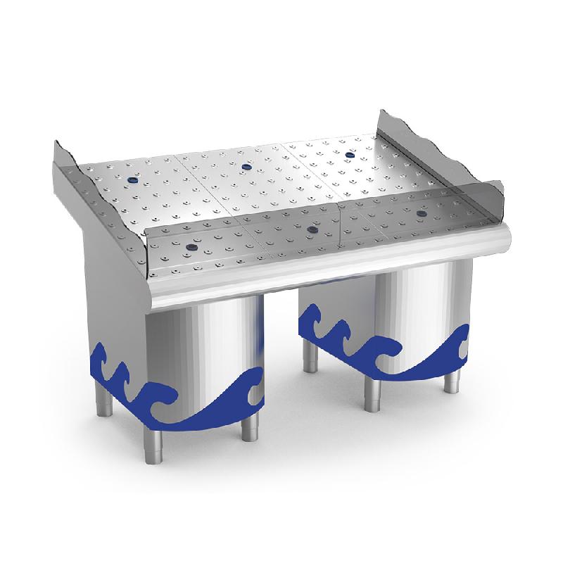 Étal à poisson inox 1,5 m avec support - Protection alimentaire plastique - P074445_0