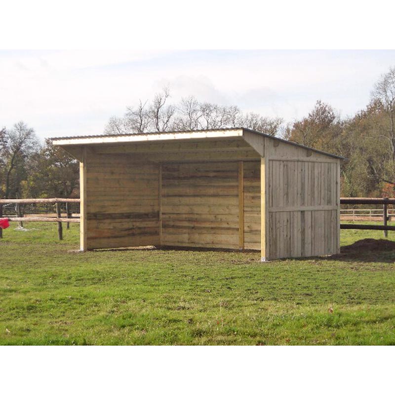 Abri de stockage / structure en bois / toiture en bacacier / bardage en bois / ancrage au sol avec platine_0