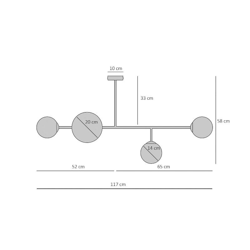 ALDEX PLAFONNIER DIONE, À 4 LAMPES, NOIR