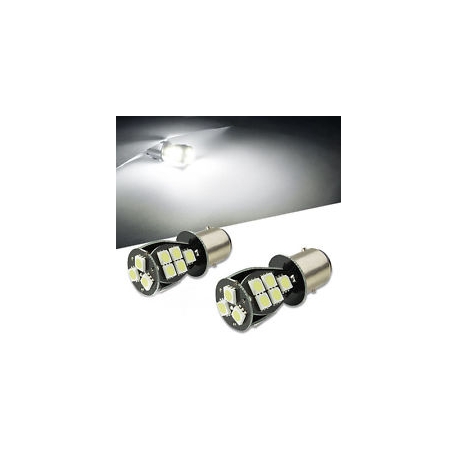 Ampoules LED P21/5W BAY15D 1157 - 18 LED Blanc CANBUS - Paire anti-erreur ODB 21/5W 6000K_0