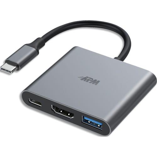 Apm hub usb-c (3.1) 3 ports, hdmi 1.4 / usb-c / usb-a, 4k, metal, gris_0
