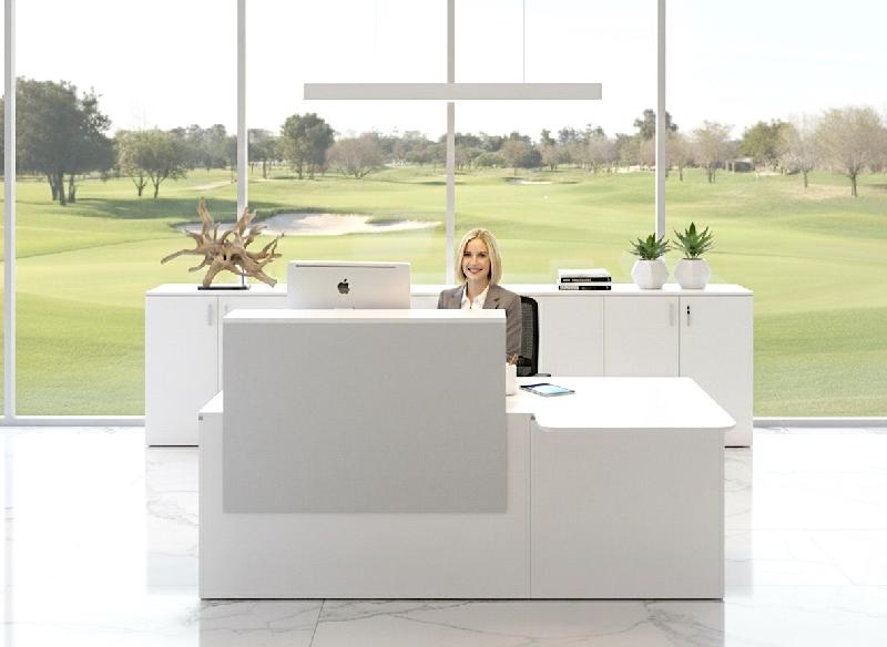 Bureau d'accueil Pano avec partie PMR - Ofitres - 160, Blanc, Gris Nube Zenit L5866_0