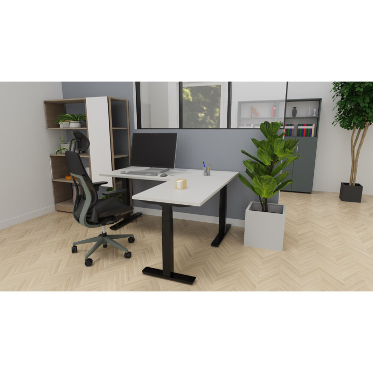 Bureau d'angle réversible électrique avec trappe passe-câbles - Dynamics_0