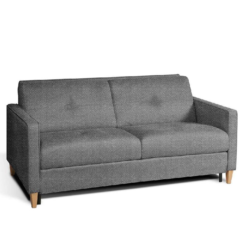 Canapé convertible scandinave 140 cm - Matelas 16 cm - Système express avec sommier à lattes RENATONISI - Tweed gris graphite_0