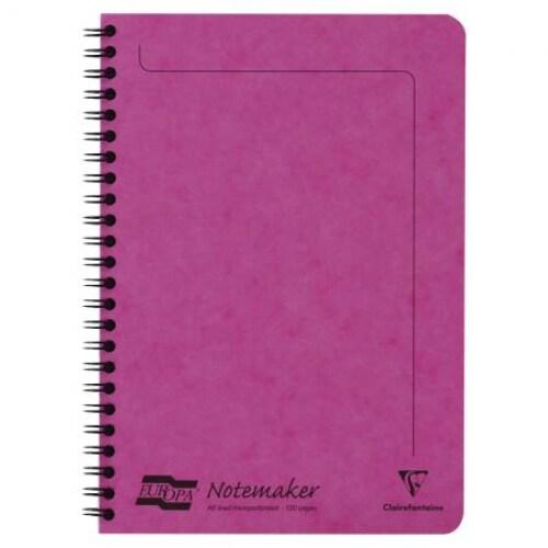 Clairefontaine Lot de 10 Carnet Europa Notemaker A5, 120p./60 feuilles détachables 90 g/m² reliure intégrale, ligné, coloris fuchsia - 5016196030870_0