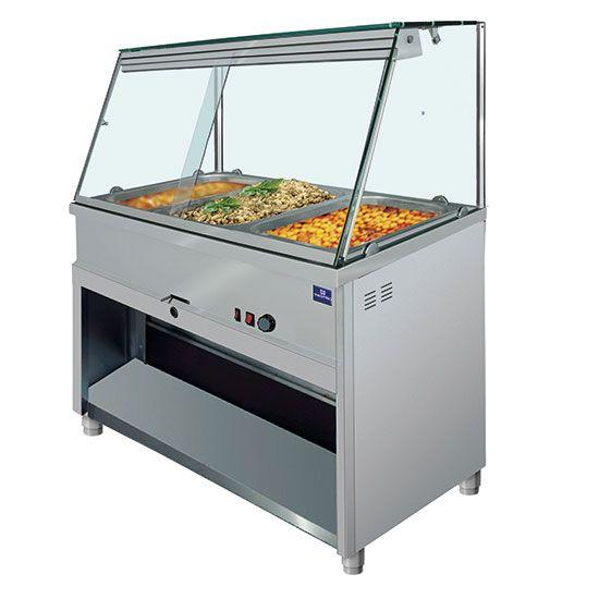 Comptoir bain-marie 4x GN 1/1 avec vitre vertical, +30°/+90°C, VIRTUS, IEA0021_0