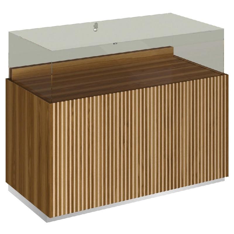 Comptoir T01 vitrine 4 Faces et MDF naturel+olivier - 120x60x93cm_0