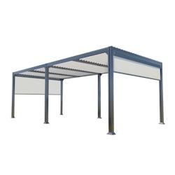 COULEURS DU MONDE Pergola bioclimatique Memphis 3x6m aluminium avec lames orientables et 2 panneaux latéraux inclus - gris aluminium 3700263329401_0