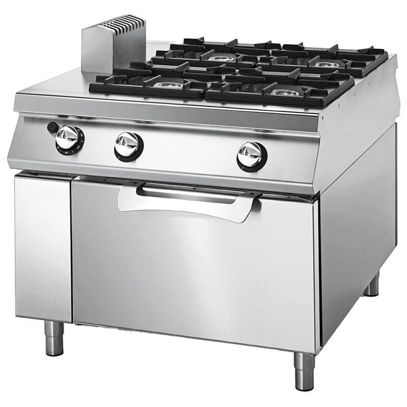 Cuisinière à gaz avec 4 brûlers sur four gaz statique, tableau de contrôle sur deux côtès 1000x1100x870 mm - VIRTUS - 4068875007131_0
