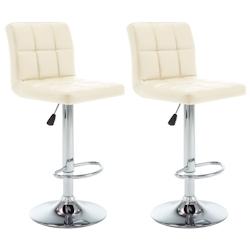 Décoshop26 - Lot de 2 tabourets de bar chaises hautes avec repose-pieds en PVC crème DEC029653 - 3000257483929_0