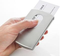 ÉTUI POUR CARTES DE VISITE 'SNAP', ACIER INOXYDABLE, - LOT DE 2