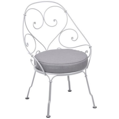 FAUTEUIL CABRIOLET 1900 BLANC COTON COUSSIN GRIS FLANELLE - FERMOB