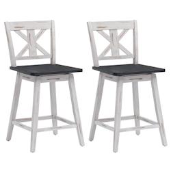 Helloshop26 - Lot de 2 tabourets de bar siège pivotant 360° avec repose-pieds antidérapants en bois d'hévéa vintage pour maison 20_0004907 - 3000_0