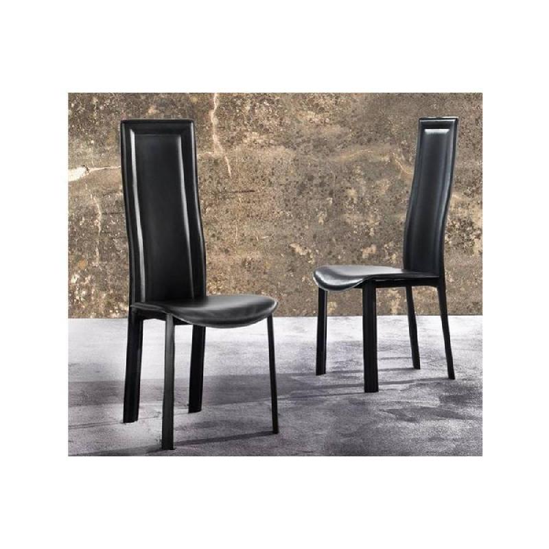 LOT DE 2 CHAISES BOND REVÊTEMENT POLYURÉTHANE FAÇON CUIR NOIR