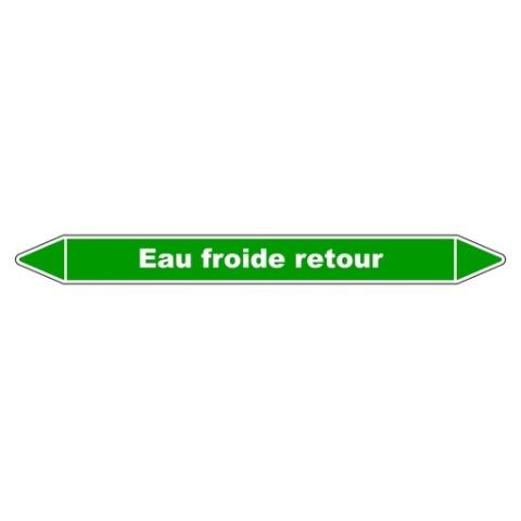 LOT DE 5 - MARQUEUR TUYAUTERIE - EAU FROID RETOUR - VINYLE LAMINÉ 450 X 52 MM