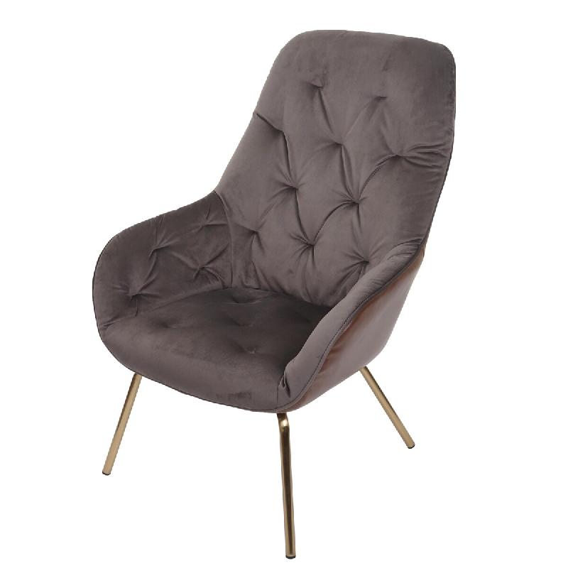 Mendler Chaise de salle à manger HWC-K26, chaise rembourrée Chaise de salon Chaise de cuisine avec accoudoirs, métal ~ velours, marron clair - marr_0