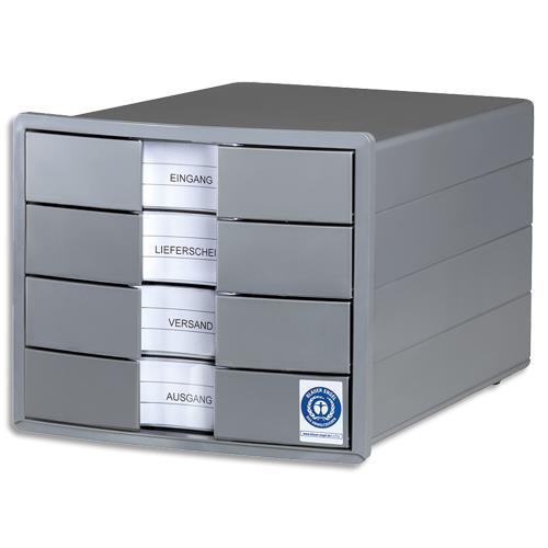 MODULE CLASSEMENT HAN IMPULS KARMA - 4 TIROIRS - EN PS RECYCLE - ANGE BLEU - DIM (LXHXP): 28X23,5X36,7CM - GRIS