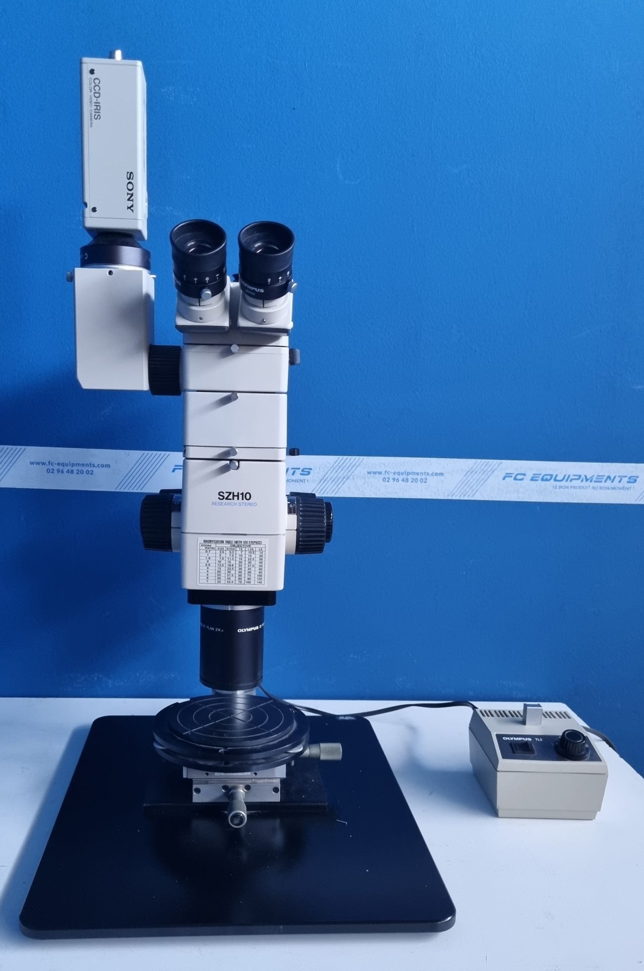 Olympus SZH10 Research Stereo Microscope - Sony CCD-IRIS DXC-107P Color Camera - TL2 Power Supply et S2-STL Support_0
