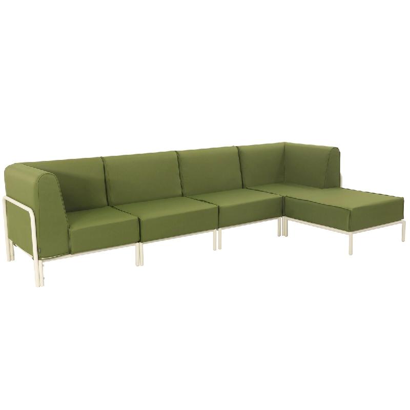 Oviala Business Salon de jardin bas modulable uni 5 places vert kaki Oviala 288 x 80 x 78 cm - vert polyester 115936_0