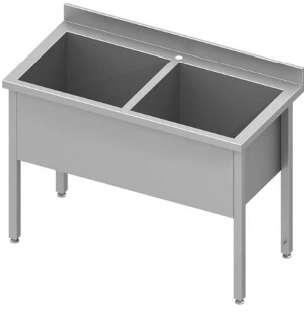 Plonge inox maxi 2 cuves profondes soudée 1200x800x900 h=400 - P931388120_0