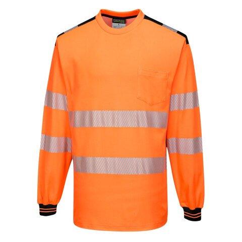 PORTWEST T185 PW3 T-SHIRT HAUTE VISIBILITÉ ML ORANGE/NOIR - TAILLE XL