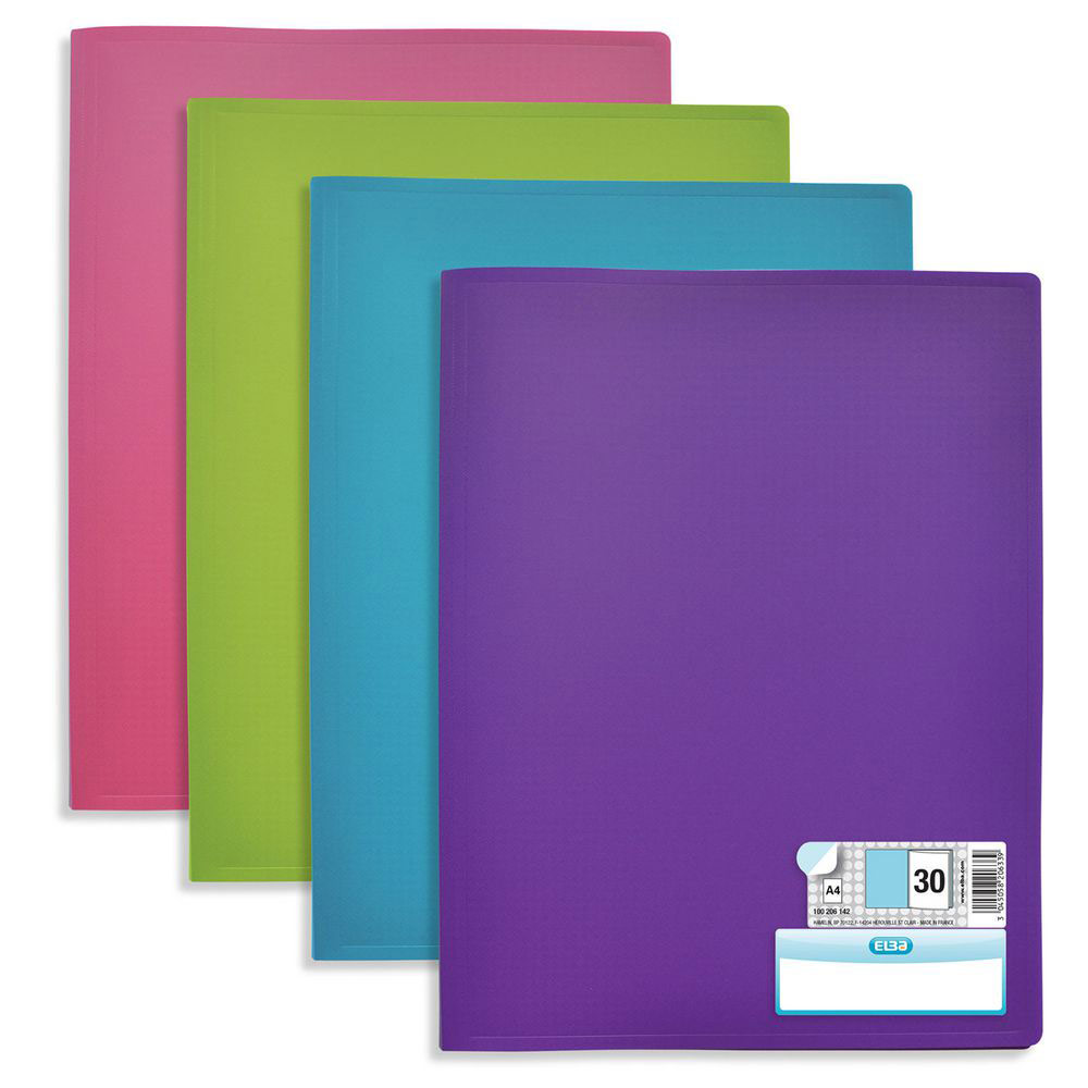 PROTEGE DOCUMENT ELBA - EN POLYPROPYLENE MEMPHIS - ASSORTIS MODE - 30 POCHETTES/60 VUES - LOT DE 10