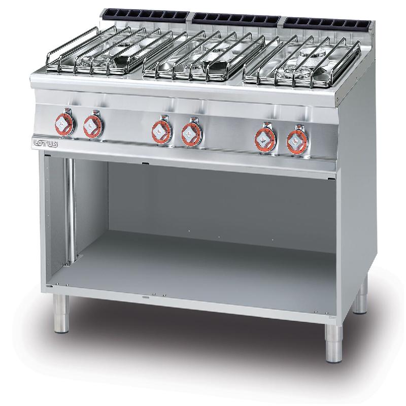 Redcook Cuisinière à gaz à 6 feux avec veilleuse sur le compartiment ouvert. Structure en acier inoxydable. Dimensions 120x70,5 h 90 cm. Modèle PC_0
