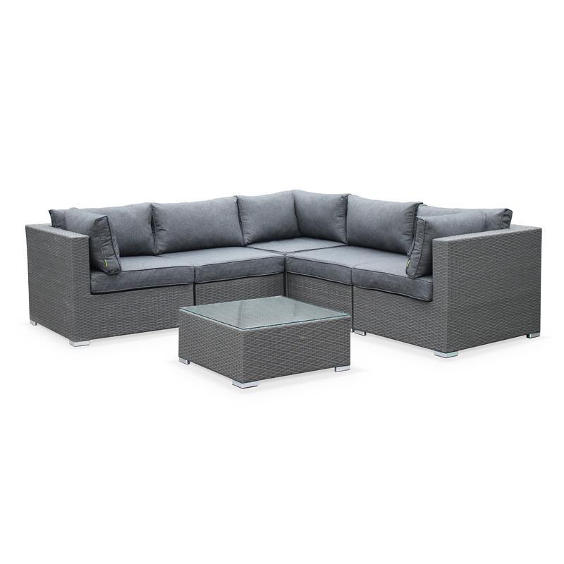 Salon De Jardin En Resine Tressee Napoli Gris Brosse Coussins