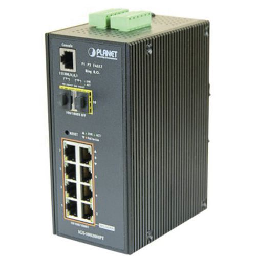SWITCH INDUSTRIEL L2 8 GIGA POE+ AVEC 2 SFP 100FX/1G - PLANET