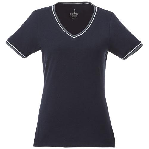 T-shirt maille piquée manches courtes femme Elbert - Col V, 100% coton, 180 g/m²_0