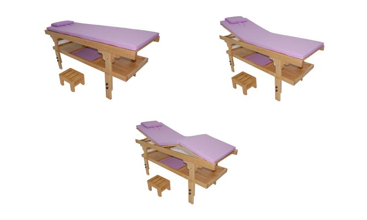 Table de massage fixe en bois massif - Luxe Moorea 3 Lilas - Hauteur réglable et rembourrage haut de gamme_0