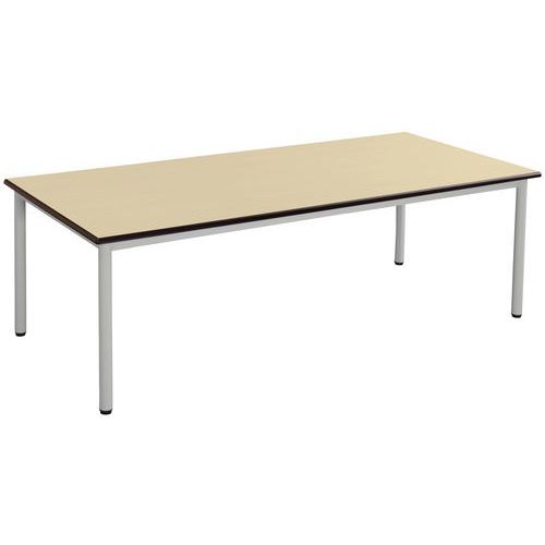 TABLE MALIBU T3 CHANT SURMOULÉ NOIR 4 PIEDS 140X80 HÊTRE/ALU - MANUTAN COLLECTIVITES