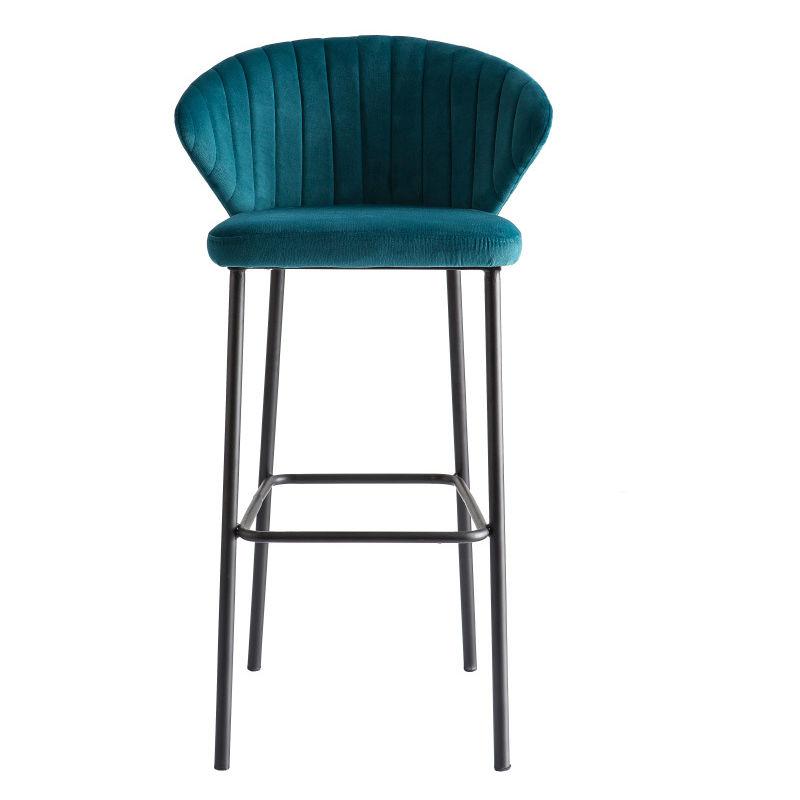 MILIBOO - TABOURET DE BAR DESIGN VELOURS 75CM DALLY - BLEU PÉTROLE VELOURS - BLEU PÉTROLE VELOURS