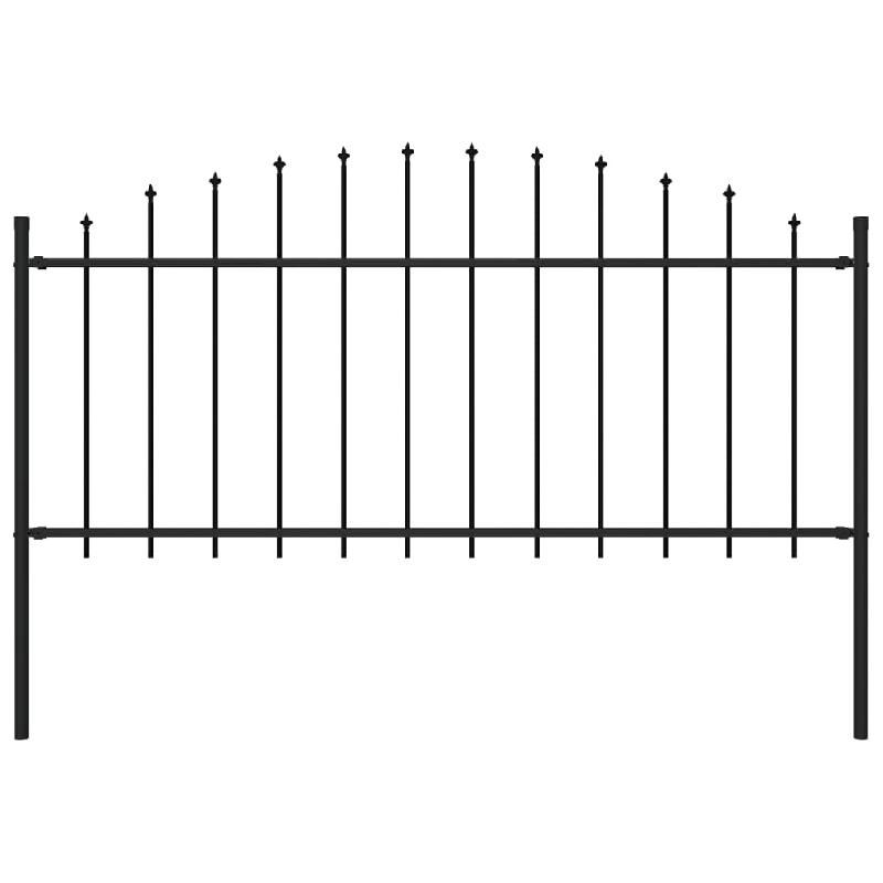 Vidaxl clôture de jardin à dessus en lance acier (0,5-0,75)x1,7 m noir 144940_0