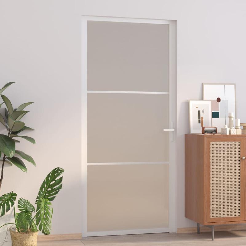 Vidaxl porte intérieure 93x201,5 cm blanc verre mat et aluminium 350578_0
