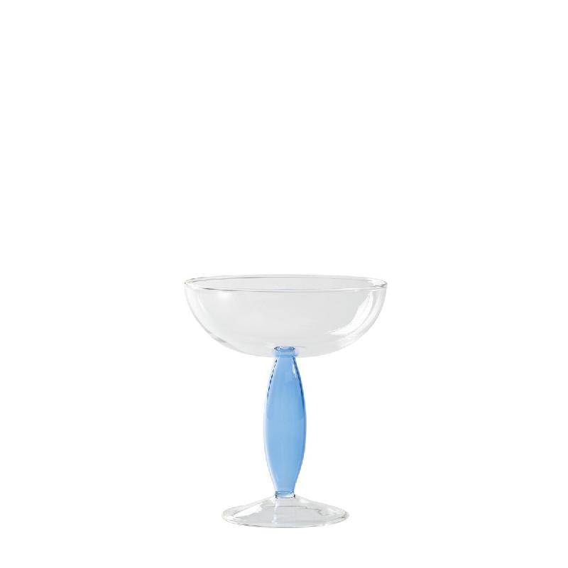 Zafferano Dorici Lot de 4 Coupes en Verre Borosilicate Soufflé et Travaillé à la Main Couleur Bluino Transparent Élégantes pour Cocktails Dessert_0