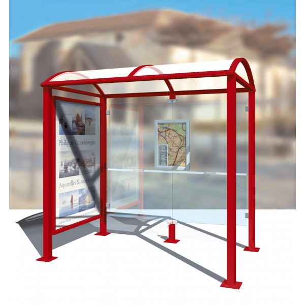 Abri bus oléron / structure en aluminium / bardage en verre securit / avec banquette / 250 cm_0