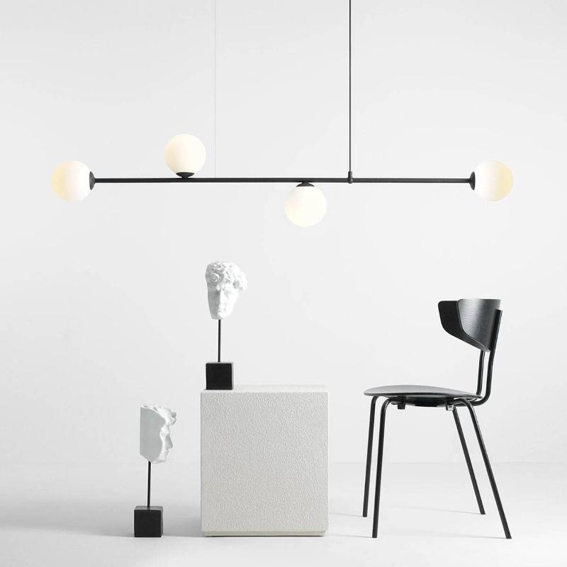ALDEX SUSPENSION ALISON NOIR/BLANC 4 LAMPES LIGNE 154 CM