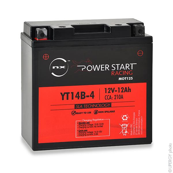 Batterie moto YT14B-4 / NT14B-4 AGM préactivée 12V 12Ah - NX Power Start_0